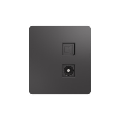 Розетка ROUND компьютерная RJ45 кат6 + TV с/у титан KRANZ Розетка ROUND компьютерная RJ45 кат6 + TV с/у титан KRANZ