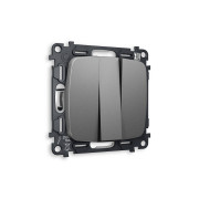 MO655010 Комплект механизма 3-кл выключателя OMEGA Антрацит серый 10A-250V QUANT (OP6550, VM133)