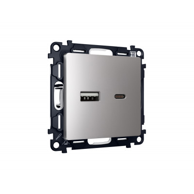 MA511010 Комплект механизма розетки ALFA Сталь матовый 2USB A+C 20W (быстрая зарядка) QUANT (AP5110, VM177) MA511010 Комплект механизма розетки ALFA Сталь матовый 2USB A+C 20W (быстрая зарядка) QUANT (AP5110, VM177)