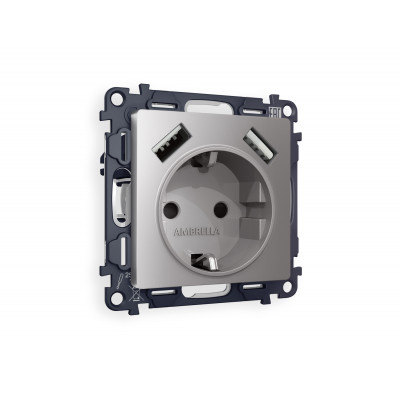MA509010 Комплект механизма электрической розетки ALFA Сталь матовый 2USB A+A 18W (быстрая зарядка) с/з QUANT (AP5090, VM155) MA509010 Комплект механизма электрической розетки ALFA Сталь матовый 2USB A+A 18W (быстрая зарядка) с/з QUANT (AP5090, VM155)