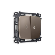 MO634015 Комплект механизма 2-кл выключателя с подсветкой 5600K OMEGA Темная бронза матовый QUANT (OP6340, VM115, G14W)