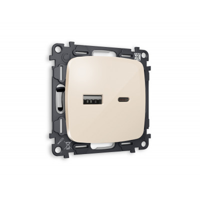 MO311010 Комплект механизма розетки OMEGA Бежевый глянец 2USB A+C 20W (быстрая зарядка) QUANT (OP3110, VM177) MO311010 Комплект механизма розетки OMEGA Бежевый глянец 2USB A+C 20W (быстрая зарядка) QUANT (OP3110, VM177)