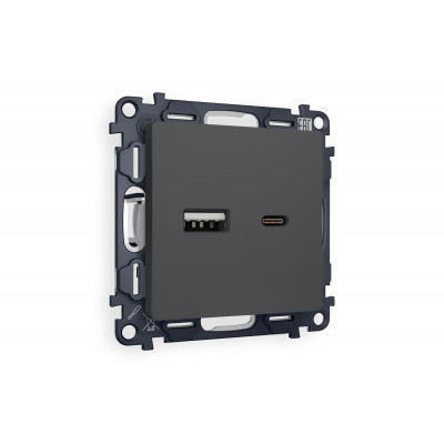 MA911010 Комплект механизма розетки ALFA Графит мягкое касание 2USB A+C 20W (быстрая зарядка) QUANT (AP9110, VM177) MA911010 Комплект механизма розетки ALFA Графит мягкое касание 2USB A+C 20W (быстрая зарядка) QUANT (AP9110, VM177)