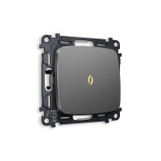 MO652010 Комплект механизма 1-кл выключателя с подсветкой 3200K OMEGA Антрацит серый QUANT (OP6520, VM101, G11Y)