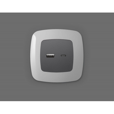 OP6610 Лицевая панель OMEGA (Антрацит серый) для розетки 2USB тип A+C QUANT OP6610 Лицевая панель OMEGA (Антрацит серый) для розетки 2USB тип A+C QUANT