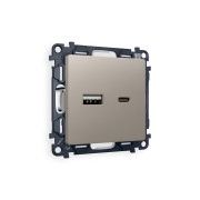 MA371010 Комплект механизма розетки ALFA Серо-бежевый матовый 2USB A+C 20W (быстрая зарядка) QUANT (AP3710, VM177)