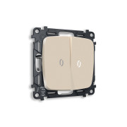 MO324015 Комплект механизма 2-кл выключателя с подсветкой 5600K OMEGA Бежевый матовый QUANT (OP3240, VM115, G14W)