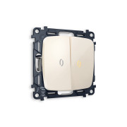 MO304010 Комплект механизма 2-кл выключателя с подсветкой 3200K OMEGA Бежевый глянец QUANT (OP3040, VM115, G11Y)