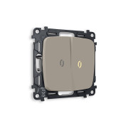 MO364030 Комплект механизма 2-кл проходного выключателя с подсветкой 3200K OMEGA Серо-бежевый матовый QUANT (OP3640, VM120, G22Y)