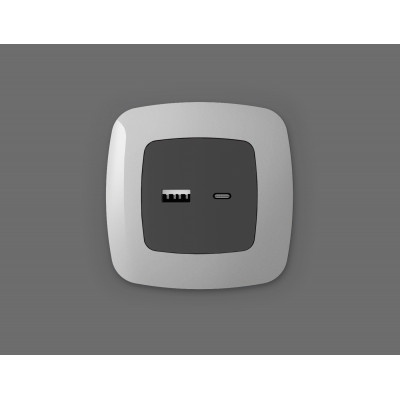 OP9110 Лицевая панель OMEGA (Графит Мягкое касание) для розетки 2USB тип A+C QUANT OP9110 Лицевая панель OMEGA (Графит Мягкое касание) для розетки 2USB тип A+C QUANT