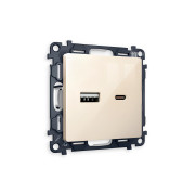 MA311010 Комплект механизма розетки ALFA Бежевый глянец 2USB A+C 20W (быстрая зарядка) QUANT (AP3100, VM177)