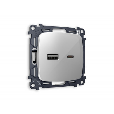 MO411010 Комплект механизма розетки OMEGA Серебро глянец 2USB A+C 20W (быстрая зарядка) QUANT (OP4110, VM177) MO411010 Комплект механизма розетки OMEGA Серебро глянец 2USB A+C 20W (быстрая зарядка) QUANT (OP4110, VM177)