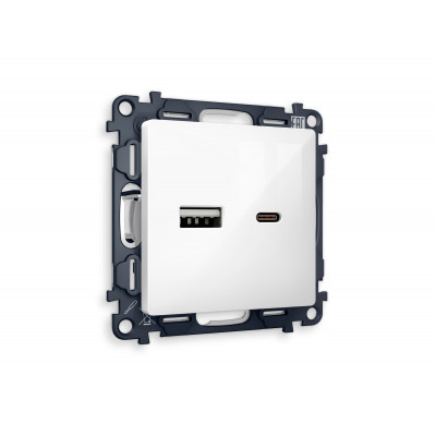 MA111010 Комплект механизма розетки ALFA Белый глянец 2USB A+C 20W (быстрая зарядка) QUANT MA111010 Комплект механизма розетки ALFA Белый глянец 2USB A+C 20W (быстрая зарядка) QUANT