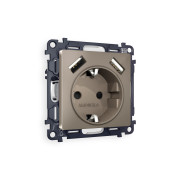 MA639010 Комплект механизма электрической розетки ALFA Темная бронза матовый 2USB A+A 18W (быстрая зарядка) с/з QUANT (AP6390, VM155)