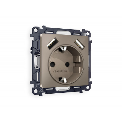 MA639010 Комплект механизма электрической розетки ALFA Темная бронза матовый 2USB A+A 18W (быстрая зарядка) с/з QUANT (AP6390, VM155) MA639010 Комплект механизма электрической розетки ALFA Темная бронза матовый 2USB A+A 18W (быстрая зарядка) с/з QUANT (AP6390, VM155)