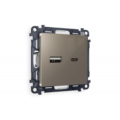 MA641010 Комплект механизма розетки ALFA Темная бронза матовый 2USB A+C 20W (быстрая зарядка) QUANT (AP6410, VM177) MA641010 Комплект механизма розетки ALFA Темная бронза матовый 2USB A+C 20W (быстрая зарядка) QUANT (AP6410, VM177)