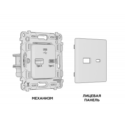MA411010 Комплект механизма розетки ALFA Серебро глянец 2USB A+C 20W (быстрая зарядка) QUANT (AP4110, VM177) MA411010 Комплект механизма розетки ALFA Серебро глянец 2USB A+C 20W (быстрая зарядка) QUANT (AP4110, VM177)
