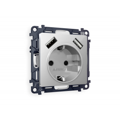 MA409010 Комплект механизма электрической розетки ALFA Серебро глянец 2USB A+A 18W (быстрая зарядка) с/з QUANT (AP4090, VM155) MA409010 Комплект механизма электрической розетки ALFA Серебро глянец 2USB A+A 18W (быстрая зарядка) с/з QUANT (AP4090, VM155)