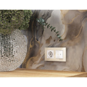 MA104010 Комплект механизма 2-кл выключателя с подсветкой 3200K ALFA Белый глянец QUANT (AP1040, VM115, G11Y)