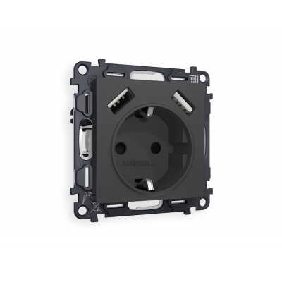 MA909010 Комплект механизма электрической розетки ALFA Графит мягкое касание 2USB A+A 18W (быстрая зарядка) с/з QUANT (AP9090, VM155) MA909010 Комплект механизма электрической розетки ALFA Графит мягкое касание 2USB A+A 18W (быстрая зарядка) с/з QUANT (AP9090, VM155)