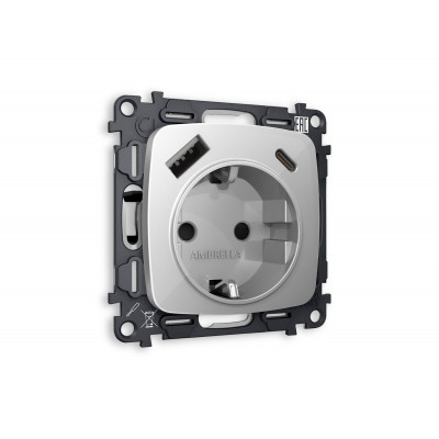 MO410010 Комплект механизма электрической розетки OMEGA Серебро глянец 2USB A+C 20W (быстрая зарядка) с/з QUANT (OP4100, VM160) MO410010 Комплект механизма электрической розетки OMEGA Серебро глянец 2USB A+C 20W (быстрая зарядка) с/з QUANT (OP4100, VM160)