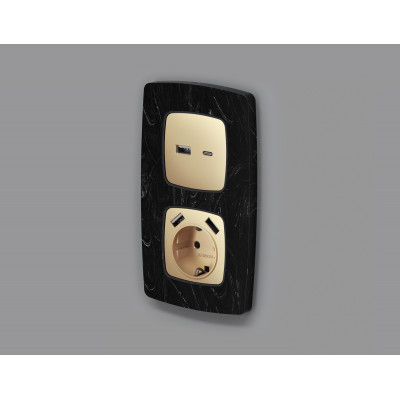 OP6110 Лицевая панель OMEGA (Шампань) для розетки 2USB тип A+C QUANT OP6110 Лицевая панель OMEGA (Шампань) для розетки 2USB тип A+C QUANT