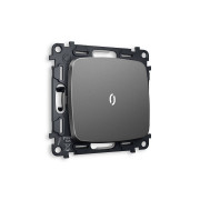 MO652035 Комплект механизма 1-кл проходного выключателя с подсветкой 5600K OMEGA Антрацит серый QUANT (OP6520, VM105, G25W)