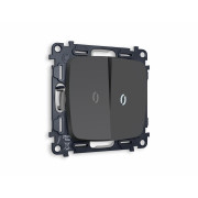 MO904015 Комплект механизма 2-кл выключателя с подсветкой 5600K OMEGA Графит мягкое касание QUANT (OP9040, VM115, G14W)