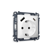 MA110010 Комплект механизма электрической розетки ALFA Белый глянец 2USB A+C 20W (быстрая зарядка) с/з QUANT (AP1100, VM160)