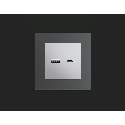 MA411010 Комплект механизма розетки ALFA Серебро глянец 2USB A+C 20W (быстрая зарядка) QUANT (AP4110, VM177) MA411010 Комплект механизма розетки ALFA Серебро глянец 2USB A+C 20W (быстрая зарядка) QUANT (AP4110, VM177)