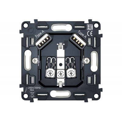VM155 Механизм электрической розетки 2USB A+A 18W (быстрая зарядка) с/з на винтовых зажимах QUANT VM155 Механизм электрической розетки 2USB A+A 18W (быстрая зарядка) с/з на винтовых зажимах QUANT