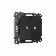 MO804010 Комплект механизма 2-кл выключателя с подсветкой 3200K OMEGA Черный матовый QUANT (OP8040, VM115, G11Y)