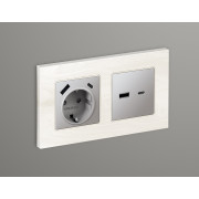 AP5110 Лицевая панель ALFA (Сталь матовый) для розетки 2USB тип A+C QUANT
