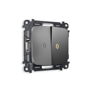 MO654010 Комплект механизма 2-кл выключателя с подсветкой 3200K OMEGA Антрацит серый QUANT (OP6540, VM115, G11Y)