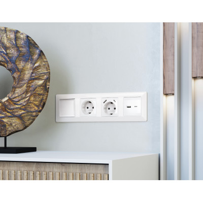 MA111010 Комплект механизма розетки ALFA Белый глянец 2USB A+C 20W (быстрая зарядка) QUANT MA111010 Комплект механизма розетки ALFA Белый глянец 2USB A+C 20W (быстрая зарядка) QUANT