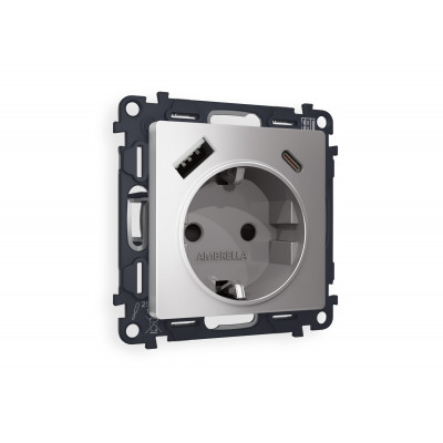 MA510010 Комплект механизма электрической розетки ALFA Сталь матовый 2USB A+C 20W (быстрая зарядка) с/з QUANT (AP5100, VM160) MA510010 Комплект механизма электрической розетки ALFA Сталь матовый 2USB A+C 20W (быстрая зарядка) с/з QUANT (AP5100, VM160)