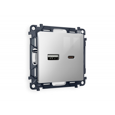 MA411010 Комплект механизма розетки ALFA Серебро глянец 2USB A+C 20W (быстрая зарядка) QUANT (AP4110, VM177) MA411010 Комплект механизма розетки ALFA Серебро глянец 2USB A+C 20W (быстрая зарядка) QUANT (AP4110, VM177)