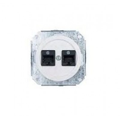 Компьютерная розетка RJ45, 8 контактов,. двойная, цвет: белый Компьютерная розетка RJ45, 8 контактов,. двойная, цвет: белый