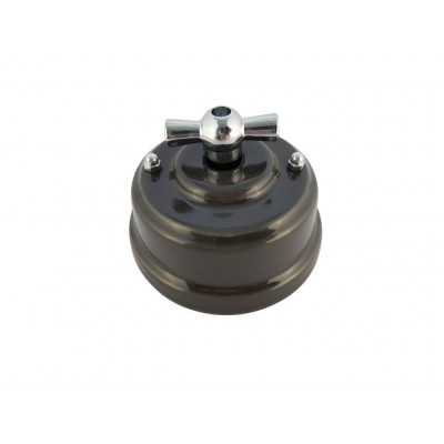 Выключатель поворотный проходной, ручка серебро, цвет: серый Выключатель поворотный проходной, ручка серебро, цвет: серый