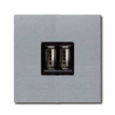 Розетка USB двойная для зарядки 2х750 мА/1х1500 мА, ABB Zenit, цвет: серебристый Розетка USB двойная для зарядки 2х750 мА/1х1500 мА, ABB Zenit, цвет: серебристый