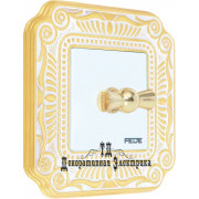 выключатель поворотный 1-клавишный fede, цвет:  gold white patina