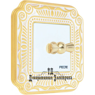 выключатель поворотный 1-клавишный fede, цвет: gold white patina выключатель поворотный 1-клавишный fede, цвет: gold white patina
