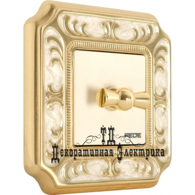 выключатель поворотный одноклавишный fede, цвет: gold white patina выключатель поворотный одноклавишный fede, цвет: gold white patina