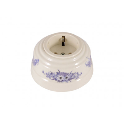 Розетка с/з серебристый саморез, цвет: белый с росписью fiori viola (синие цветы) Розетка с/з серебристый саморез, цвет: белый с росписью fiori viola (синие цветы)