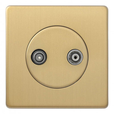 Розетка двойная TV/FM Brushed Brass Розетка двойная TV/FM Brushed Brass