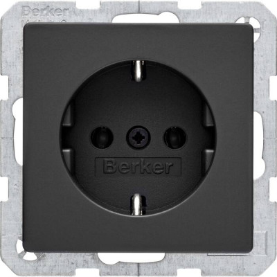 Розетка Berker, скрытый монтаж, с заземлением, черный бархат Розетка Berker, скрытый монтаж, с заземлением, черный бархат