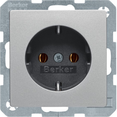 Розетка Berker, скрытый монтаж, с заземлением, алюминий бархатный Розетка Berker, скрытый монтаж, с заземлением, алюминий бархатный