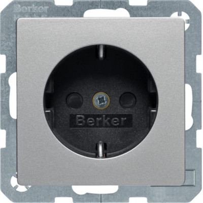 Розетка Berker, скрытый монтаж, с заземлением, алюминий бархатный Розетка Berker, скрытый монтаж, с заземлением, алюминий бархатный
