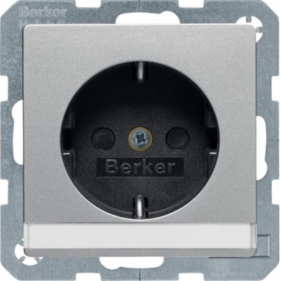 Розетка Berker, скрытый монтаж, с заземлением, алюминий бархатный Розетка Berker, скрытый монтаж, с заземлением, алюминий бархатный