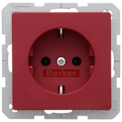 Розетка Berker, скрытый монтаж, с заземлением, красный Розетка Berker, скрытый монтаж, с заземлением, красный